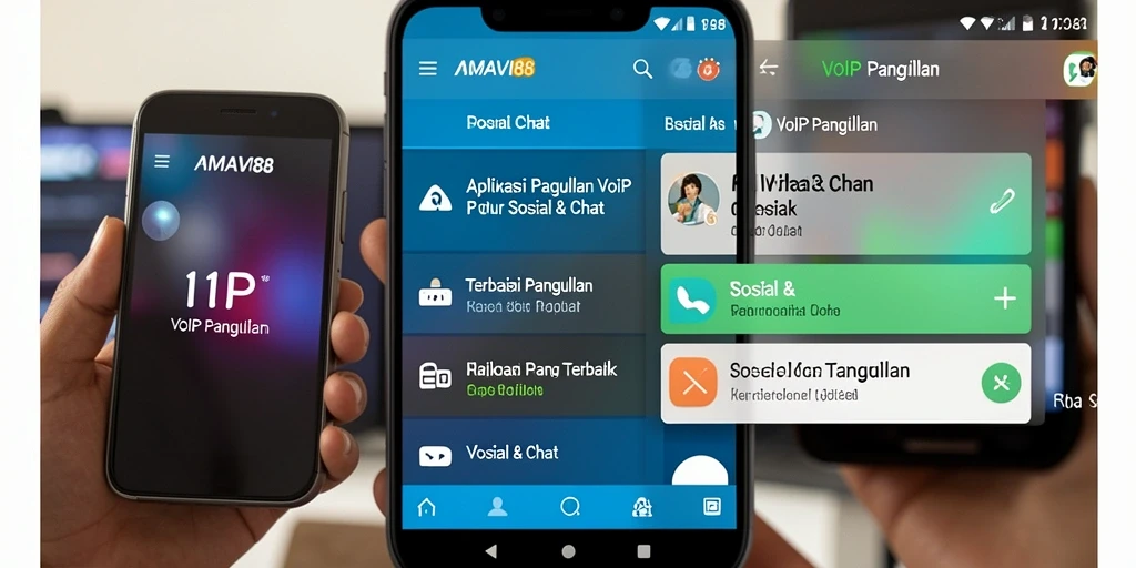 Antarmuka aplikasi AMAVI88 dengan fitur panggilan VoIP yang intuitif.