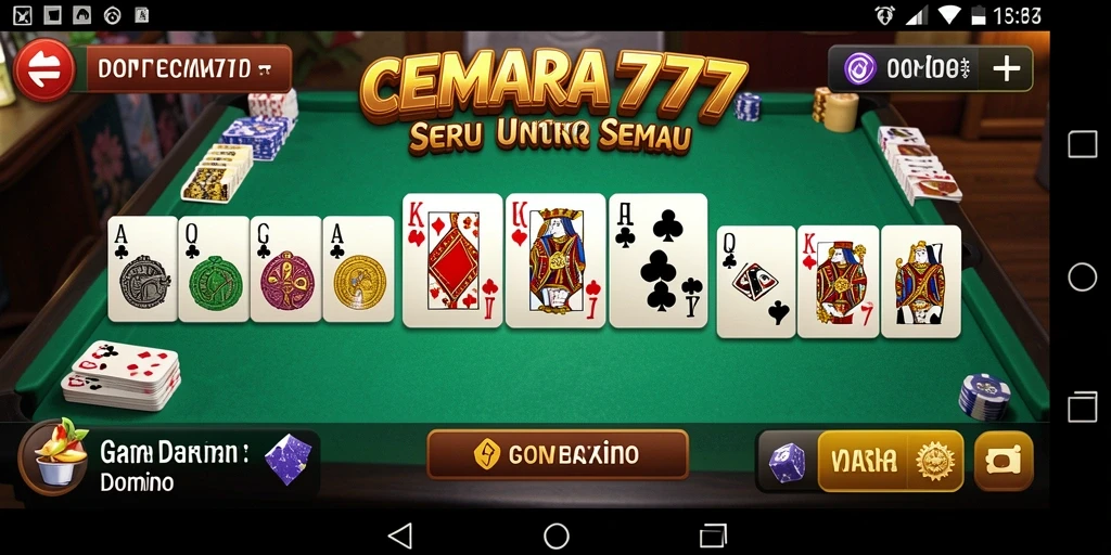 Antarmuka CEMARA777 yang menarik dengan fitur permainan domino.