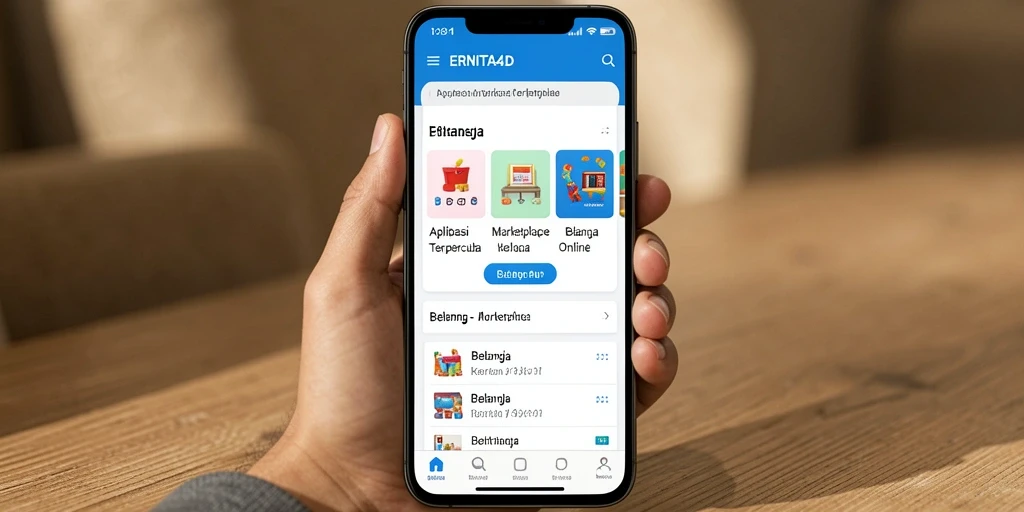 Tampilan antarmuka aplikasi ERNITA4D yang menarik untuk belanja online.