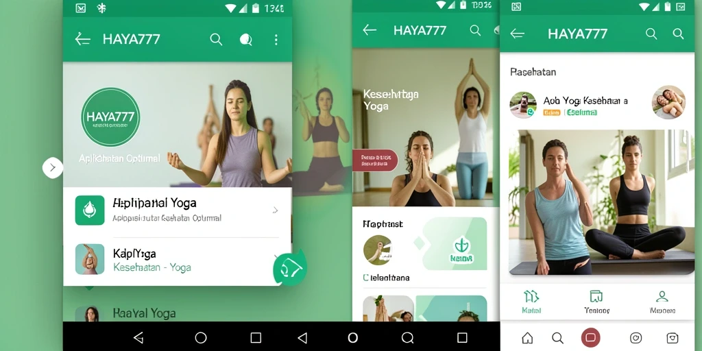 Antarmuka aplikasi HAYA777 yang menarik untuk latihan Yoga.
