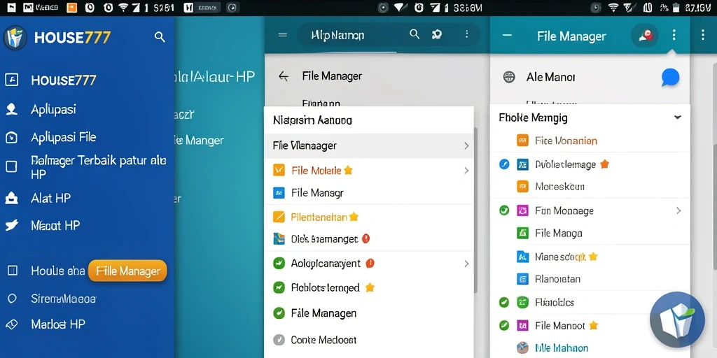 Antarmuka menarik dari aplikasi File Manager HOUSE777 yang user-friendly.