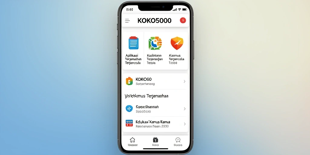 Antarmuka pengguna KOKO5000 yang memudahkan akses kamus terjemahan.