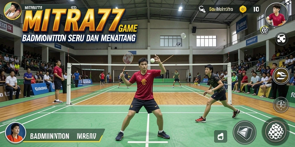 Tampilan antarmuka permainan badminton yang menawan di MITRA77.