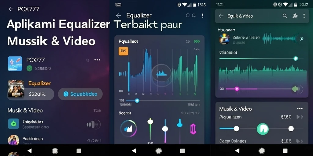 Antarmuka pengguna PCX777 dengan pengaturan Equalizer yang mudah diakses.